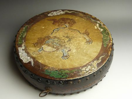 古美術 猫 - 彩色唐獅子牡丹文太鼓 | 古美術品専門サイト fufufufu.com