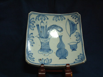 古玩 南 - 李朝 染付角皿 | 古美術品専門サイト fufufufu.com