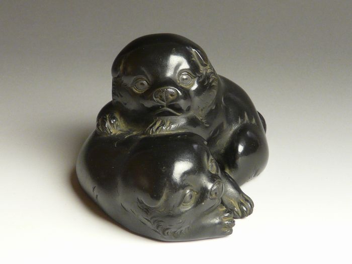 古美術 猫 - 芳山銘 銅製犬置物 | 古美術品専門サイト fufufufu.com