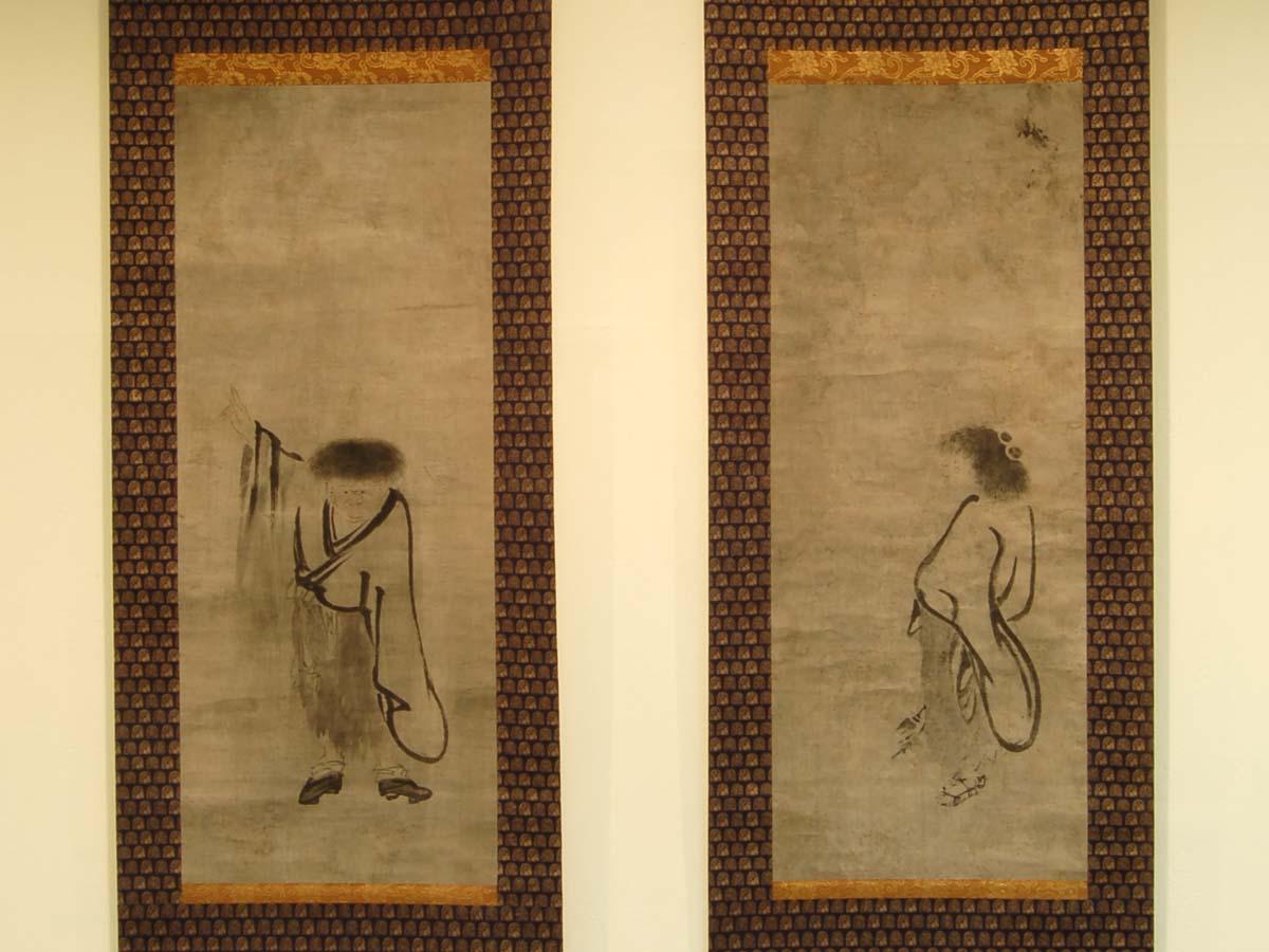 花地蔵 - 水墨画・双幅<br>「寒山拾得」 | 古美術品専門サイト