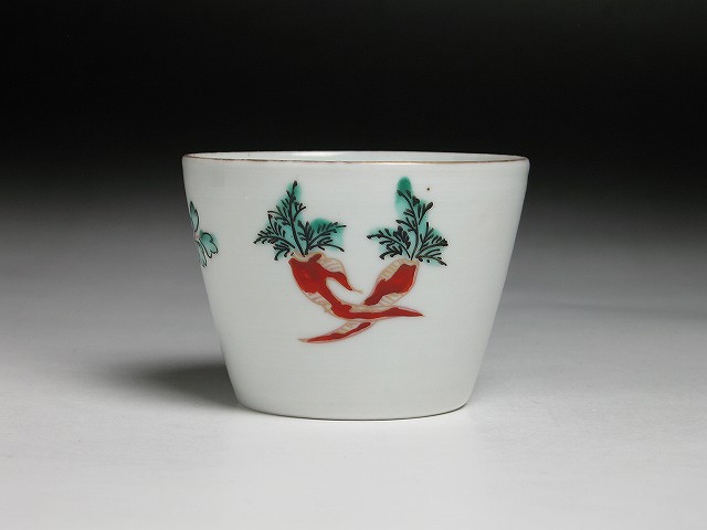 古美術 三樹 - 古伊万里 色絵人参芹文蕎麦猪口 | 古美術品専門サイト
