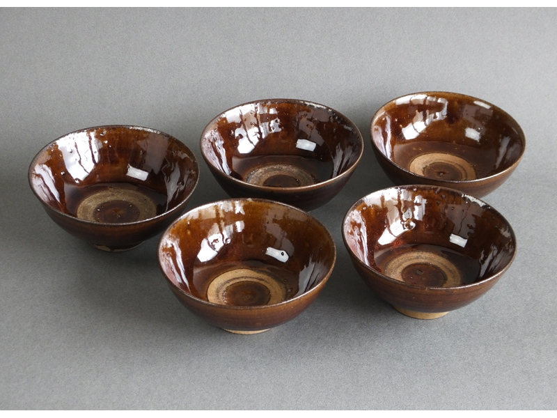 古童 - 鹿子生焼 飴釉碗 五客組 | 古美術品専門サイト fufufufu.com