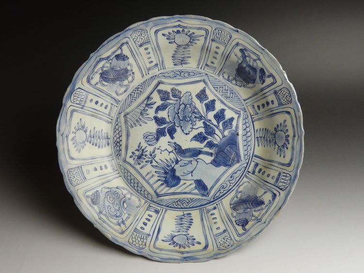古美術 猫 - 古染付芙蓉手花鳥文皿 | 古美術品専門サイト fufufufu.com