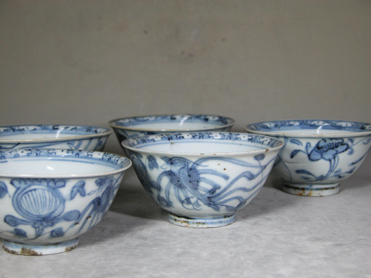 渡邊美術店 - 呉須染付向付 五客 その1 | 古美術品専門サイト fufufufu.com