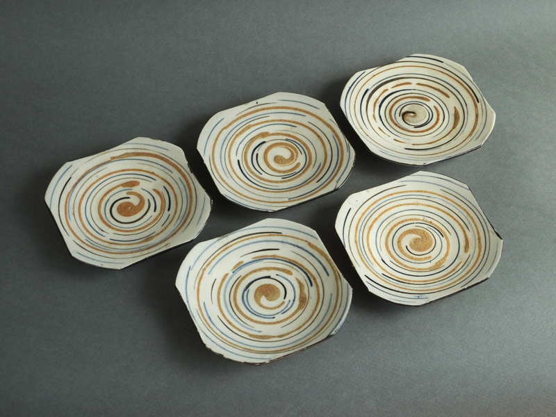 骨董／アンティーク　瀬戸千峰園製　小皿５枚 骨董／アンティーク 瀬戸千峰園製 小皿5枚