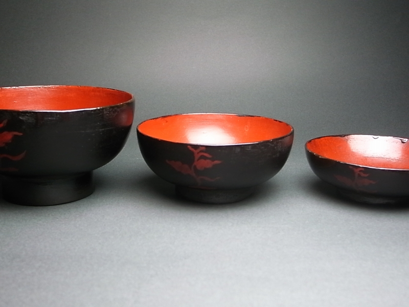 長谷雄堂 - 浄法寺三組漆絵椀 | 古美術品専門サイト fufufufu.com