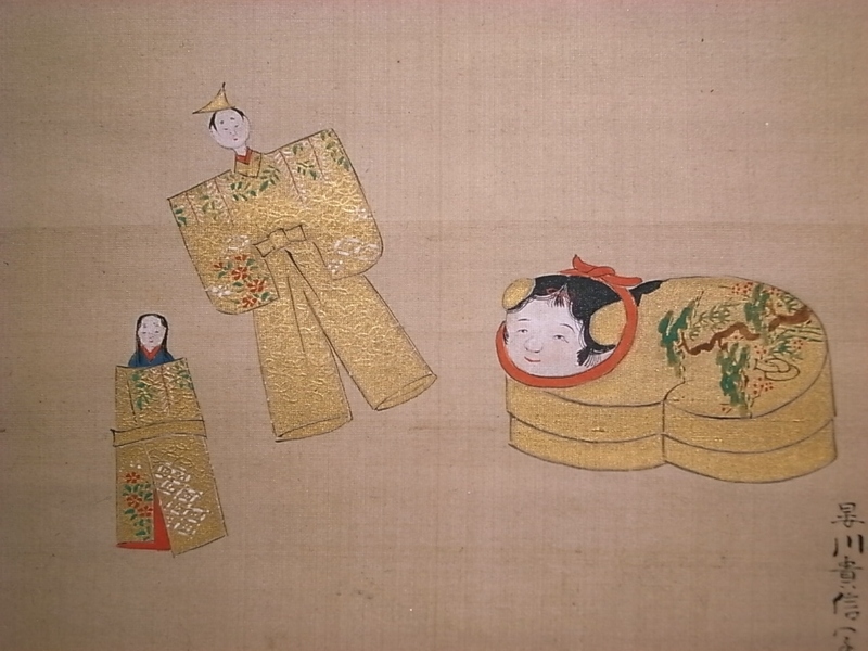 狩野常信画、軸、41.91センチ、共箱、『茅野』古画、名家の蔵出し