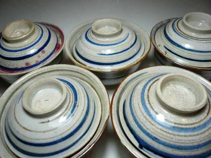 217『呉須 麦わら 茶碗』　/骨董品 古美術 アンティーク 古玩 mf508⑧『呉須 麦わら 沓形 猪口』＊ /骨董品 古美術 アンティーク 217