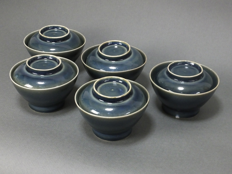 古童 - 伊万里 総瑠璃釉 蓋碗 五客 | 古美術品専門サイト fufufufu.com