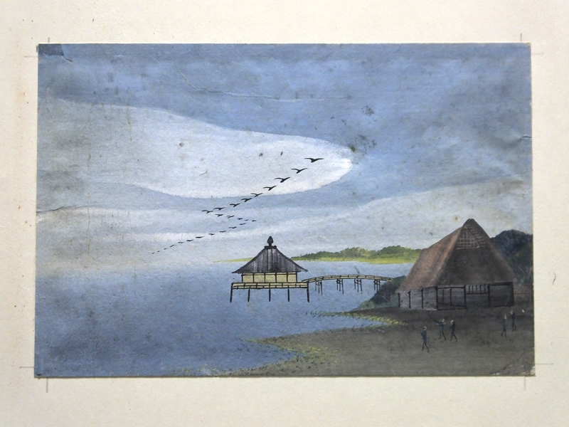 古童 - 泥絵6 「近江八景 浮御堂」 | 古美術品専門サイト fufufufu.com