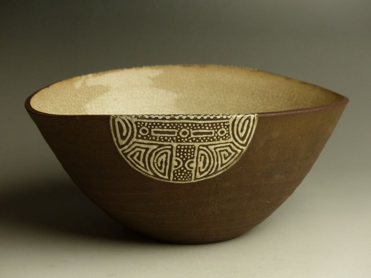 安東焼、蔦文鉢 古美術 猫 - 安東焼イッチン模様鉢 | 古美術品専門サイト fufufufu.com