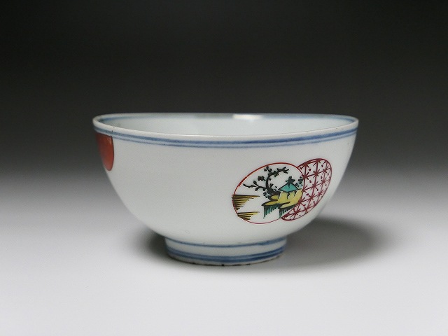 道具 九谷 茶わん 古美術 ] ネット | 色絵海老茶碗（共箱） 長高喜兵衛造 九谷焼 道具 - お椀・ボウル・鉢