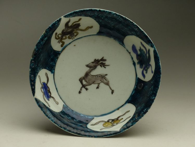 古美術 猫 - 古九谷色絵鹿文皿 | 古美術品専門サイト fufufufu.com