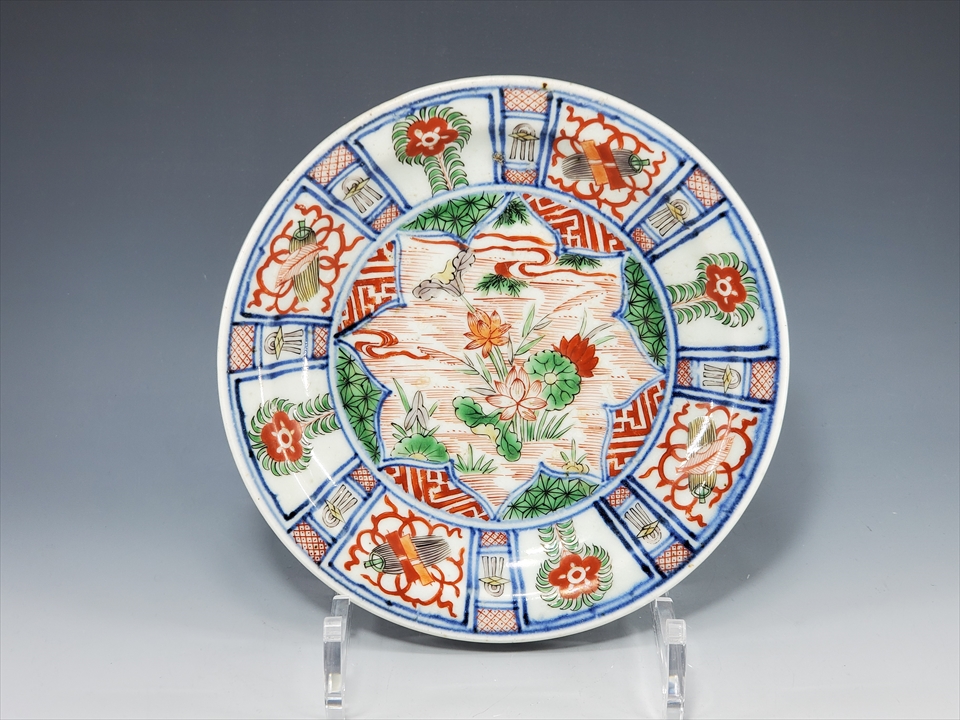 古美術長陽堂 - 伊万里 色絵芙蓉手蓮図 中皿 | 古美術品専門サイト