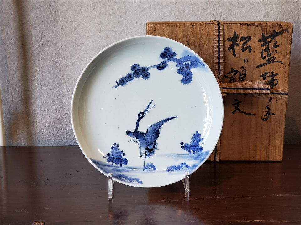 古美術長陽堂 - 藍九谷 鶴松図 七寸皿 | 古美術品専門サイト fufufufu.com