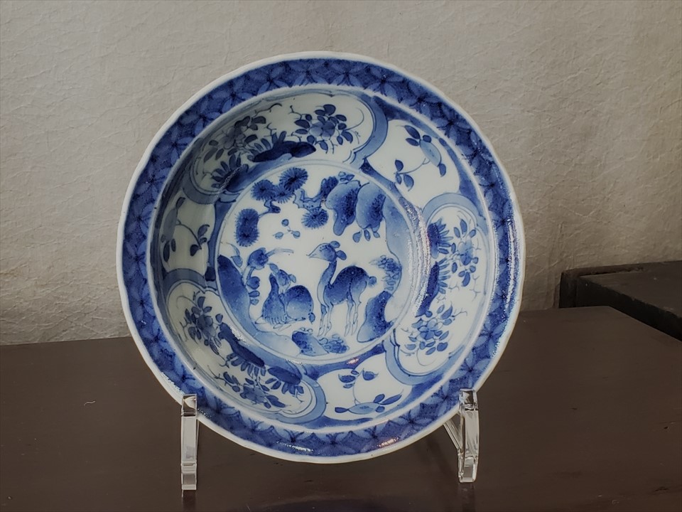 古美術長陽堂 藍九谷 鹿松七宝図 向付 古美術品専門サイト