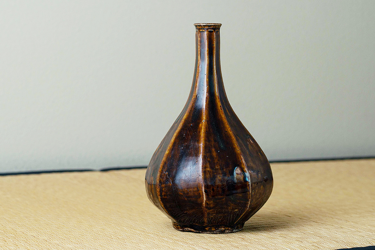 信州松代焼 飴釉白釉掛け壺(味噌壺) 江戸時代後期頃の作