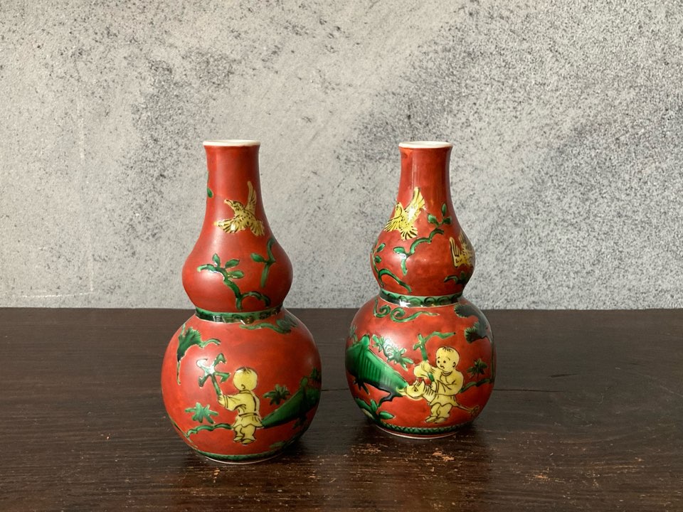 長谷雄堂 - 須田菁華唐子遊図徳利一対 | 古美術品専門サイト fufufufu.com