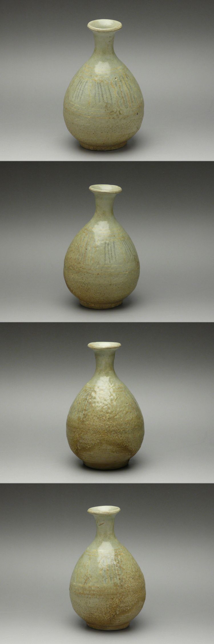 古美術 猫 - 三島 青磁白黒象嵌徳利 | 古美術品専門サイト fufufufu.com