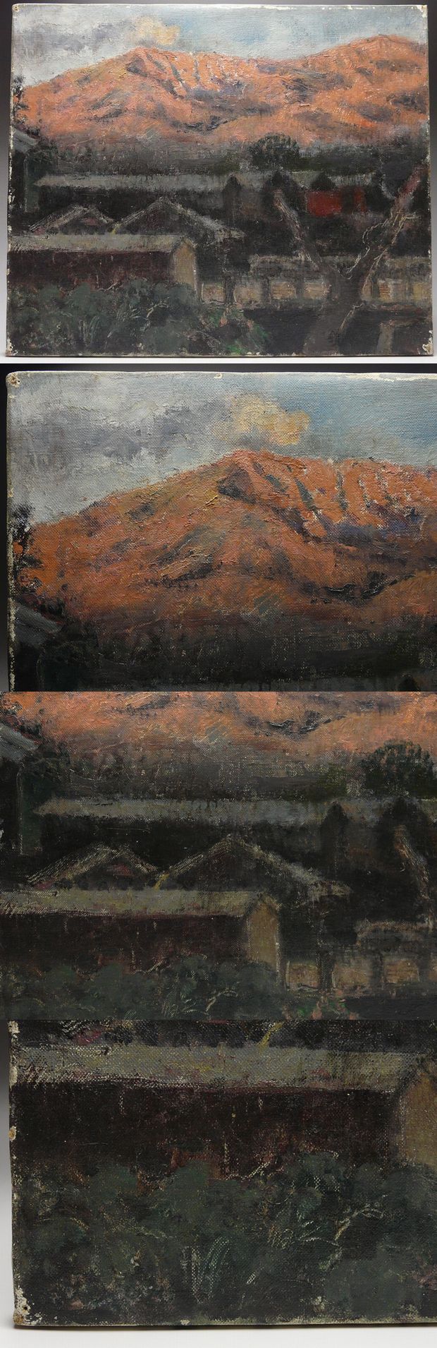 古美術 猫 - 須田国太郎 油彩キャンバス「風景」 東京美術倶楽部鑑定