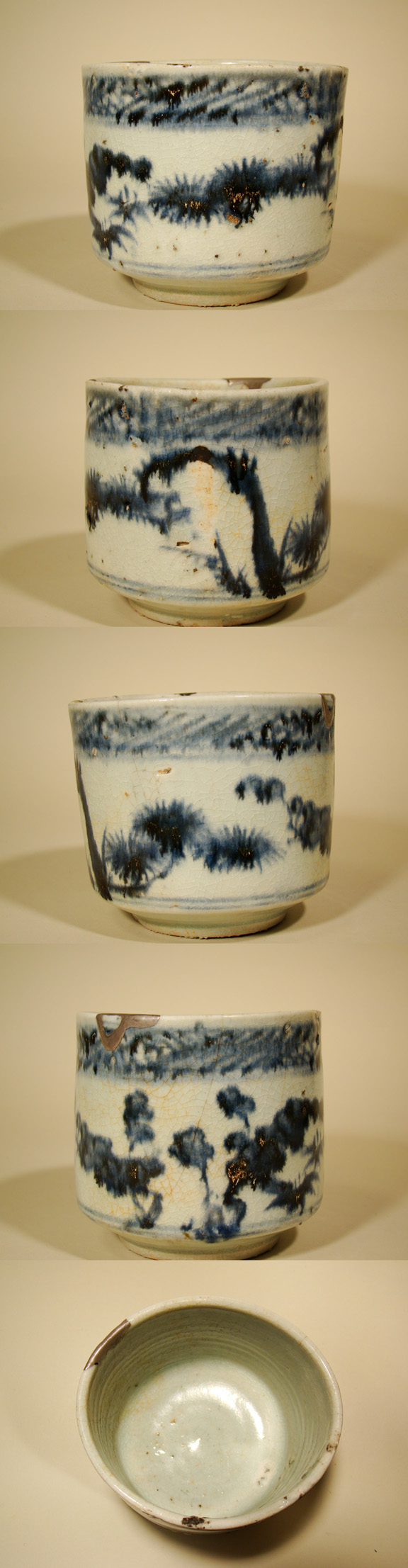 古童 - 初期伊万里 松竹梅文 半筒茶碗 | 古美術品専門サイト