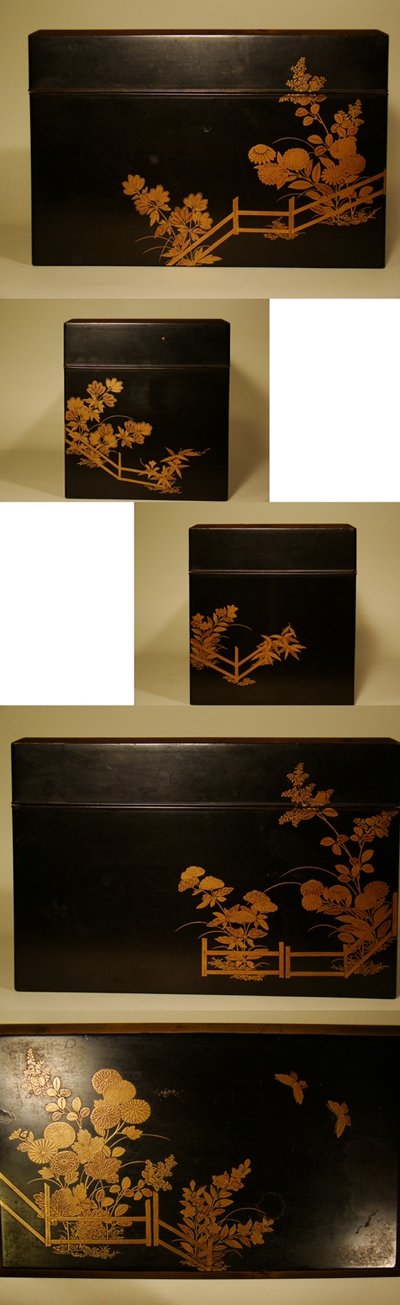 蒔絵 小箱 台付 二件 美品 DT701 蒔絵螺鈿文箱「天恵」 重要無形文化財保持者 室瀬 和美-公益社団法人