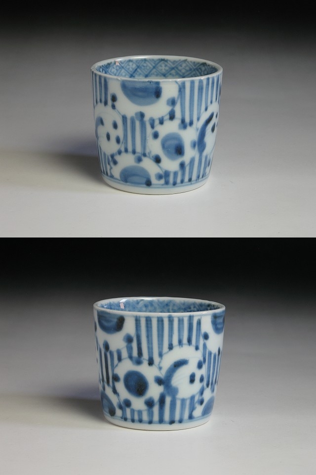 江戸中期縦線雪輪文蕎猪口　アンティーク 古美術 三樹 - 古伊万里 雪輪縦線文蕎麦猪口 | 古美術品専門サイト