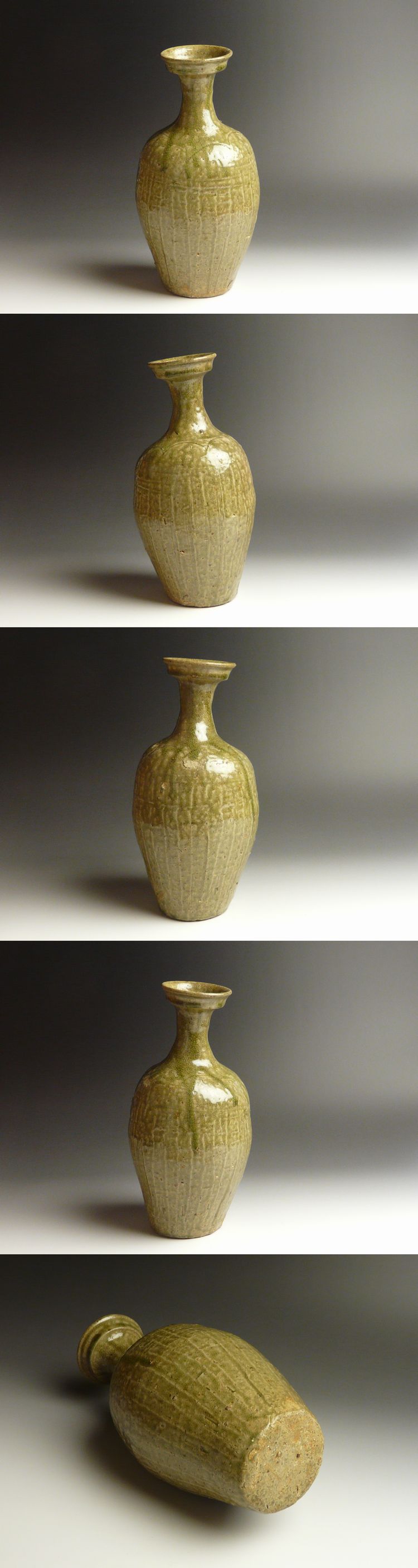 古美術 猫 - 高麗灰釉面取刻線文盤口瓶 | 古美術品専門サイト fufufufu.com