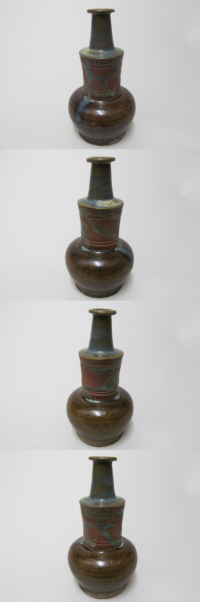 古美術 観宝堂 - 壷屋焼緑釉掛分渡名喜瓶 | 古美術品専門サイト