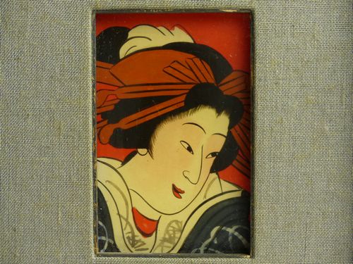 古美術 猫 - 浮世絵美人のガラス絵 | 古美術品専門サイト fufufufu.com