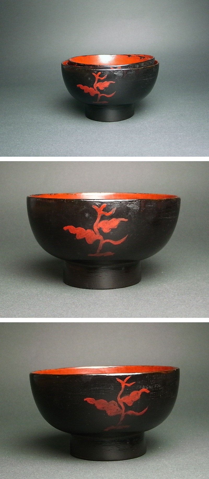 長谷雄堂 - 浄法寺三組漆絵椀 | 古美術品専門サイト fufufufu.com