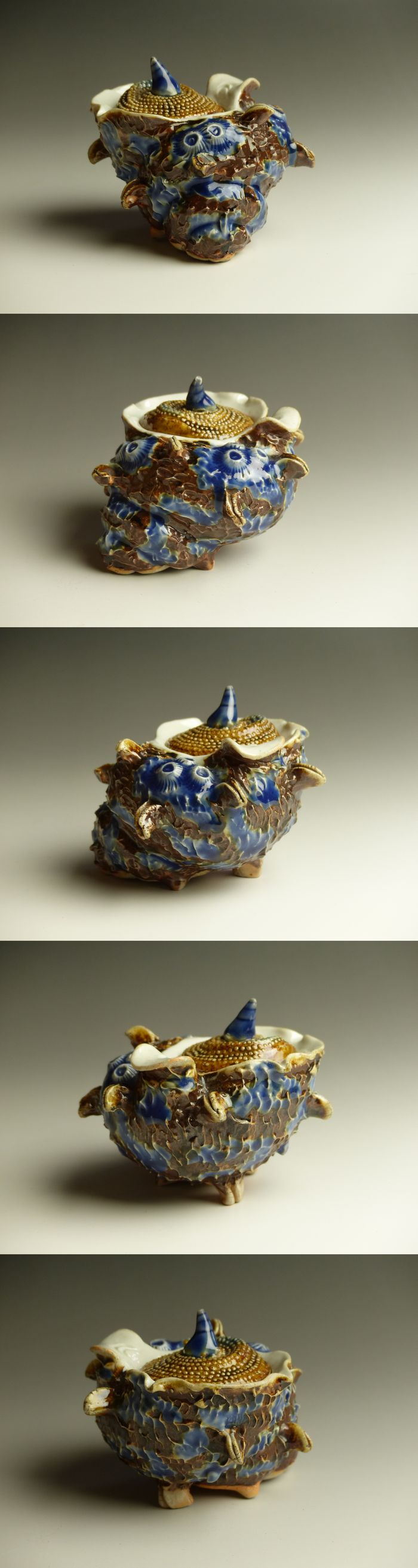 古美術 猫 - 平戸瑠璃錆釉さざえ形蓋物 | 古美術品専門サイト fufufufu.com