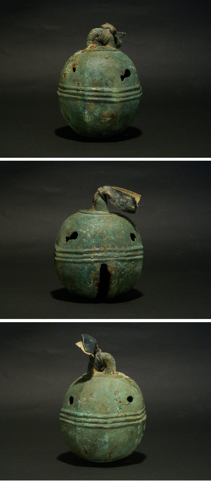 青と黒の彫刻模様の陶器球 土鈴 風鈴 高岡銅器 風鈴 | 彫金風鈴 | 忍 Shinobi | 喜泉