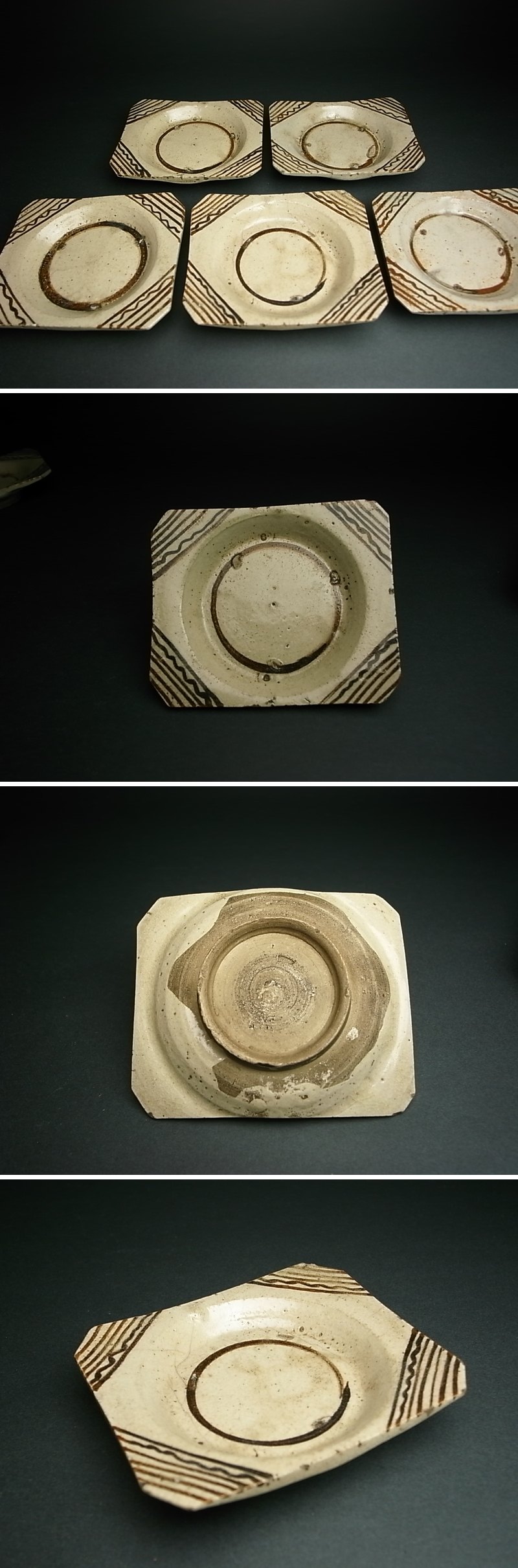 長谷雄堂 - 絵瀬戸変形皿五枚 | 古美術品専門サイト fufufufu.com
