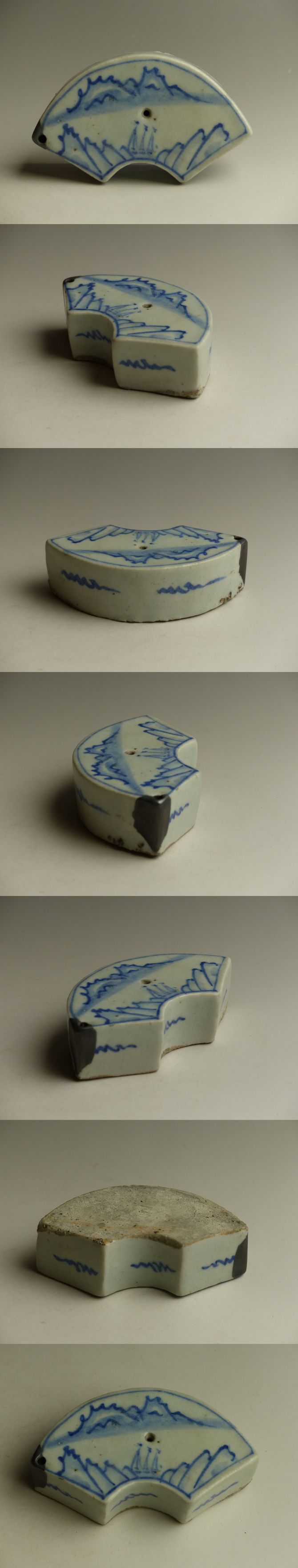古美術 猫 - 李朝染付扇形水滴 | 古美術品専門サイト fufufufu.com
