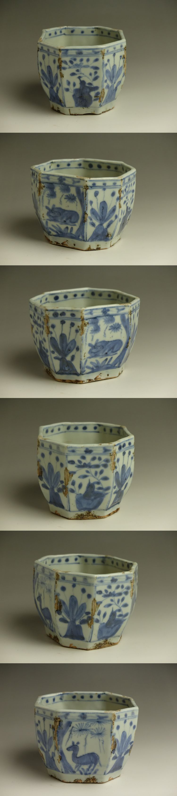 古美術 猫 - 古染付鹿花鳥文火入 | 古美術品専門サイト fufufufu.com