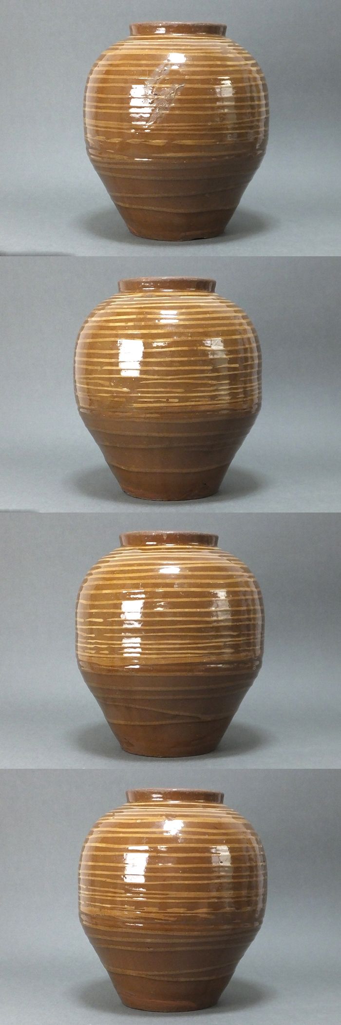 掛け分け壺  糸切高台 丹波!?  骨董品 逸品 古童 - 丹波 イッチン輪線文 壺 | 古美術品専門サイト fufufufu.com