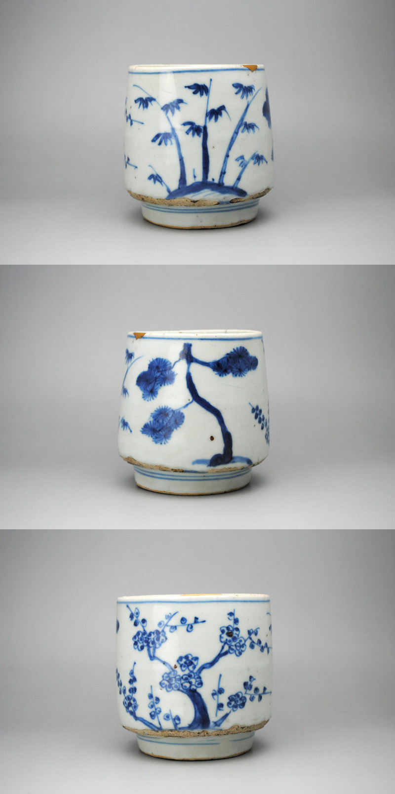 中上 ///NAKAGAMI - 古染付 松竹梅図筒茶碗 | 古美術品専門サイト 