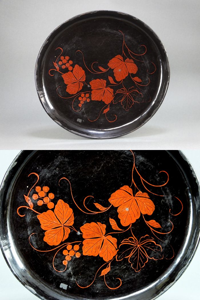 古童 - 朽木 漆絵 葡萄文 丸盆 | 古美術品専門サイト fufufufu.com