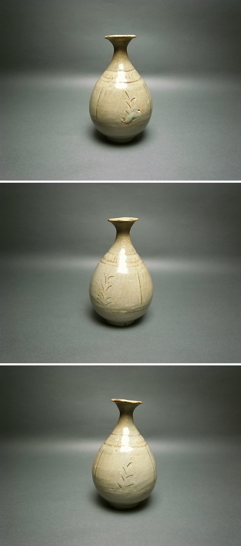 長谷雄堂 - 李朝粉青象嵌草文徳利 | 古美術品専門サイト fufufufu.com