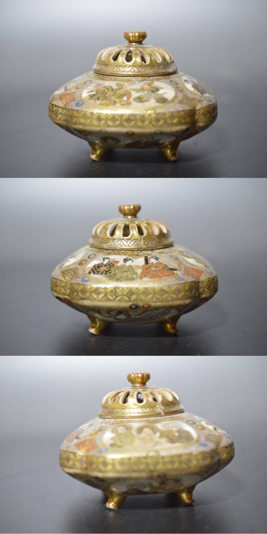 讃岐今昔 - 京薩摩色絵人物図香炉 | 古美術品専門サイト fufufufu.com