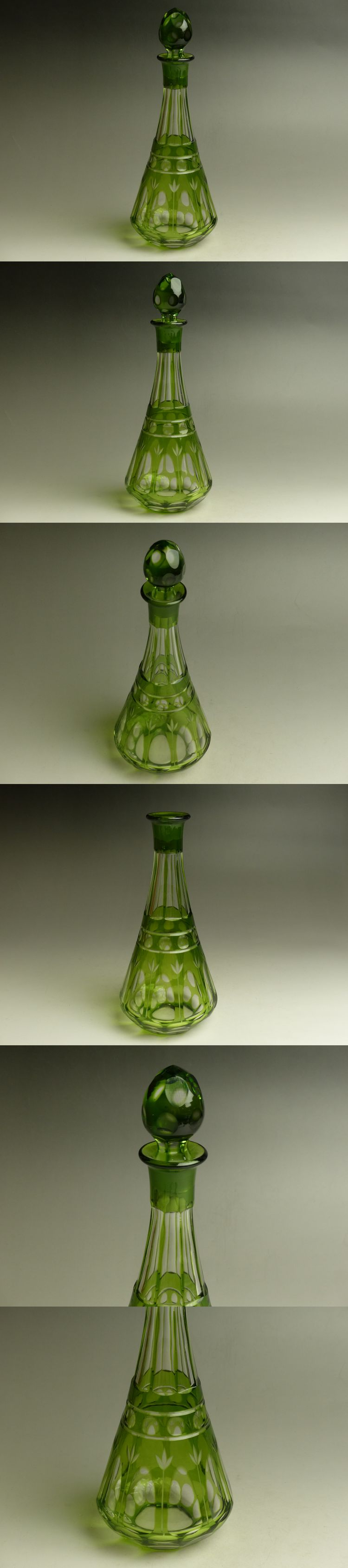 古美術 猫 - 緑色の切子デキャンタ | 古美術品専門サイト fufufufu.com