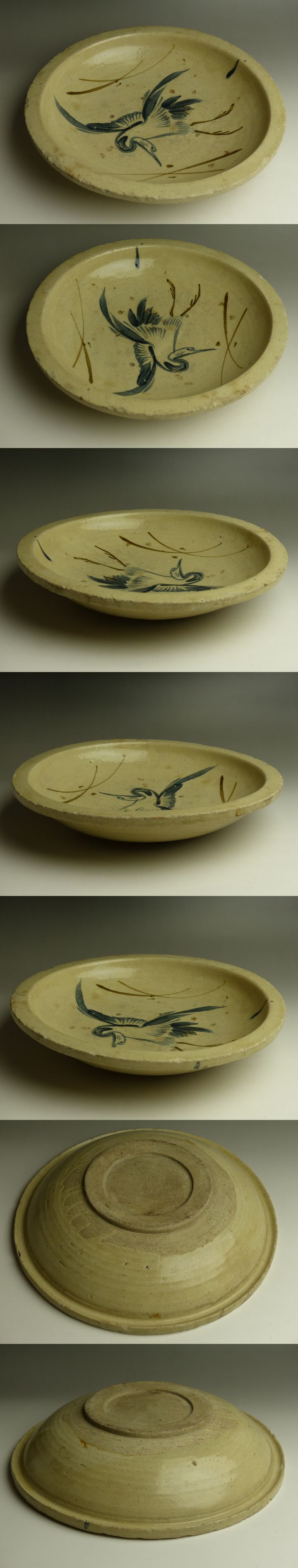 古美術 猫 - 絵瀬戸鶴文石皿 | 古美術品専門サイト fufufufu.com