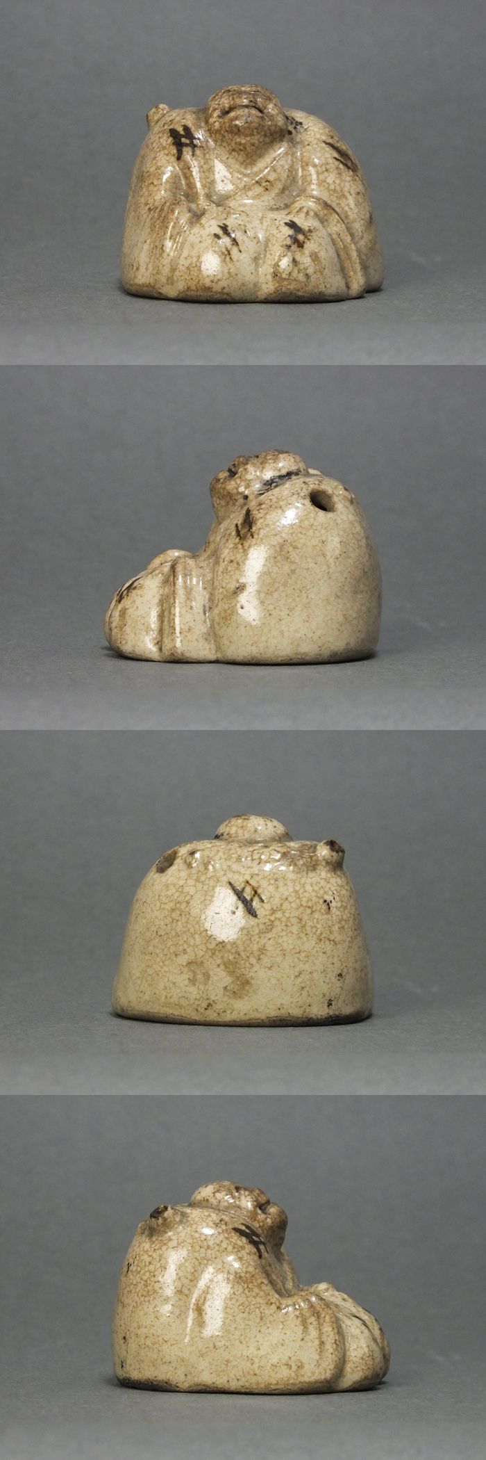 古童 美濃鉄釉人物形水滴（江戸前期） - 美濃 御深井釉 布袋形