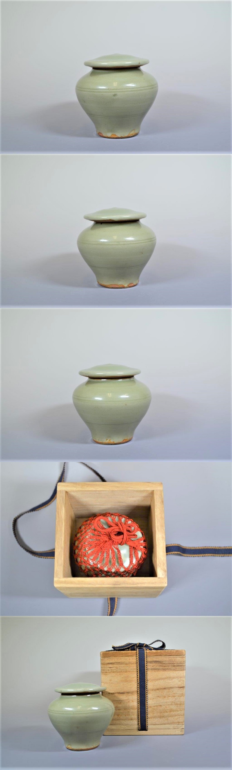 中国古美術中国古陶磁器古玩中華民国期頃【飛び青磁】蓋付水指蓋物酒会壺