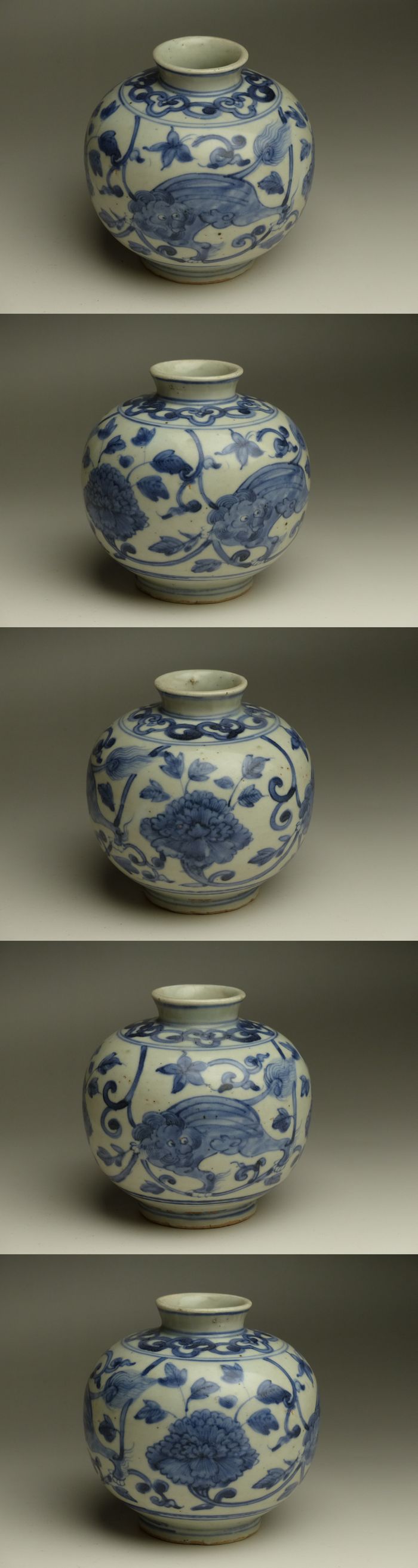 古美術 猫 - 染付獅子牡丹文壺 | 古美術品専門サイト fufufufu.com