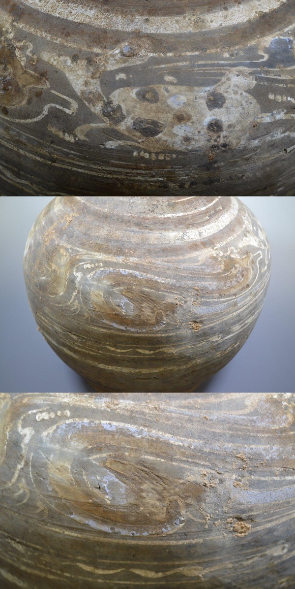漢時代加彩繭壺　古代中国古美術　考古発掘品　二千年前　花の器 漢時代加彩繭壺 古代中国古美術 考古発掘品 二千年前 花の器 【公式通販】