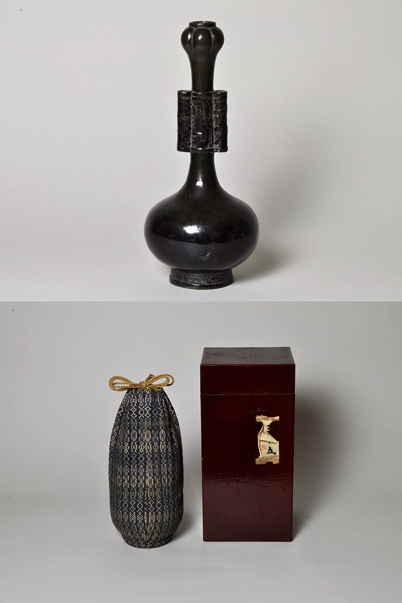 江戸期 極上 唐銅 柑子口 盛上龍巻 花瓶 花生 仏教美術 茶道具 1225025045_5c211c755f04b.jpg