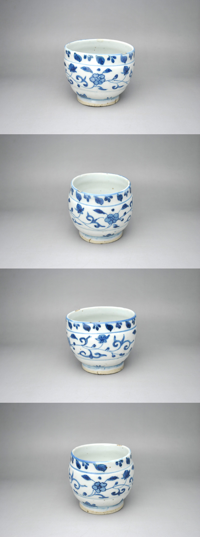 ☆ 中国美術 ☆ 明 染付唐草花文碗 茶碗 古染付 ｜陶芸