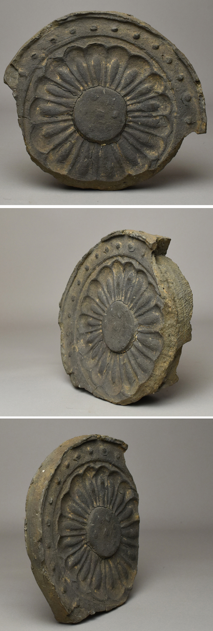 四天王寺創建古瓦　　骨董　文化財　軒丸瓦　古瓦 半蔵門ギャラリー - 大阪四天王寺軒丸瓦 | 古美術品専門サイト